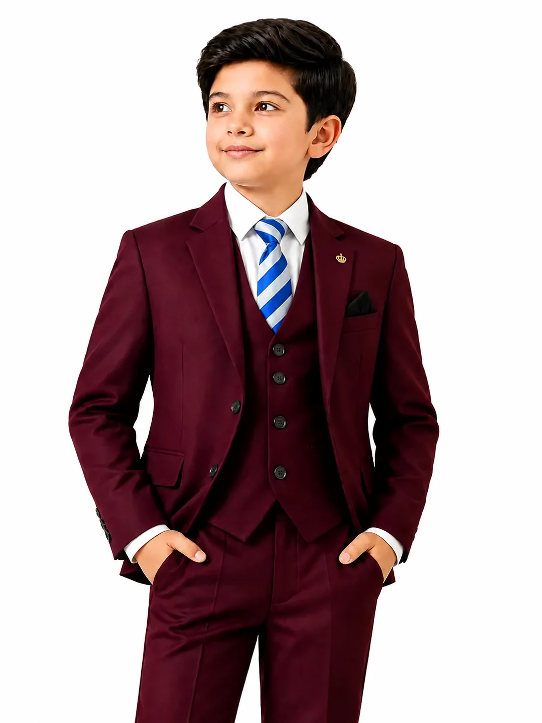 Maroon Kids Blazer Suit Combo
